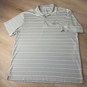 Nike Golf Dri Fit Men's XL Gray White Stripe Tiburon Golf Club Polo Shirt
